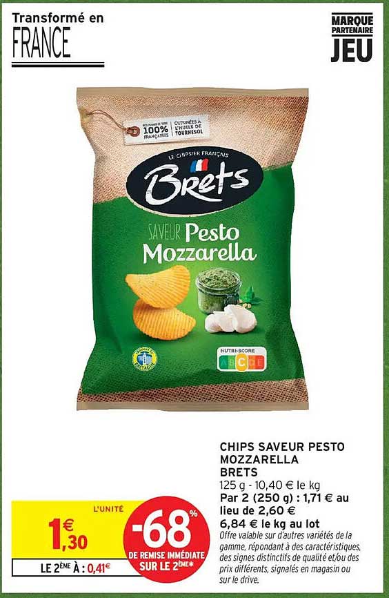 CHIPS SAVEUR PESTO MOZZARELLA BRETS