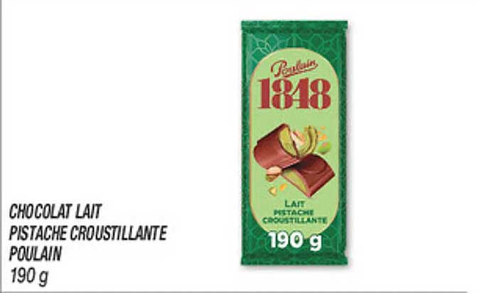 CHOCOLAT LAIT PISTACHE CROUSTILLANTE POULAIN 190 g