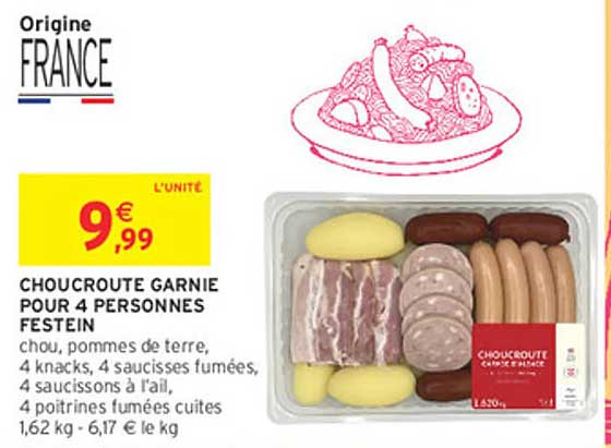CHOUCROUTE GARNIE POUR 4 PERSONNES FESTEIN