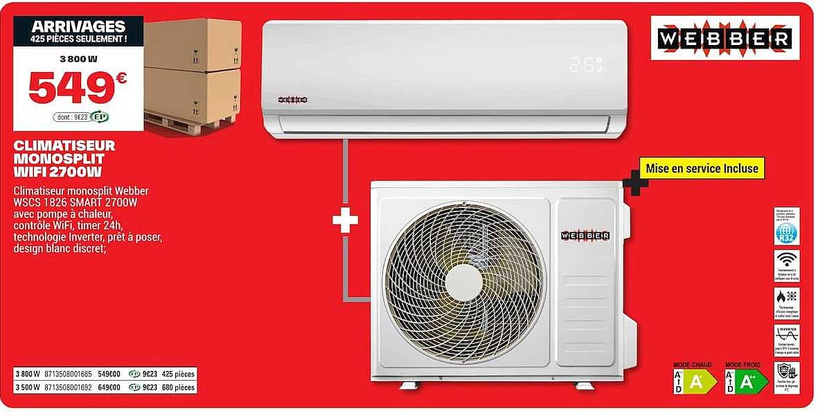 CLIMATISEUR MONOSPLIT WIFI 2700W