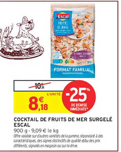 COCKTAIL DE FRUITS DE MER SURGELÉ ESCAL