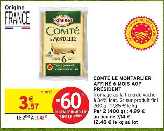 COMTÉ LE MONTARLIER AFFINÉ 6 MOIS AOP PRÉSIDENT