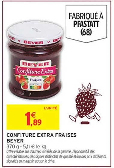 CONFITURE EXTRA FRAISES BEYER 370 g