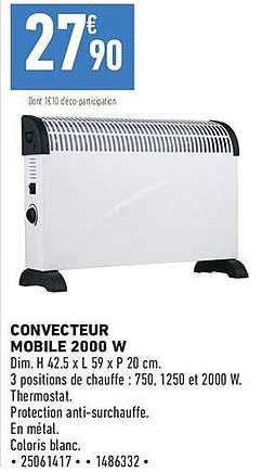 CONVECTEUR MOBILE 2000 W
