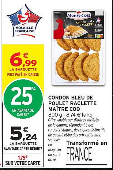 CORDON BLEU DE POULET RACLETTE MAÎTRE COQ