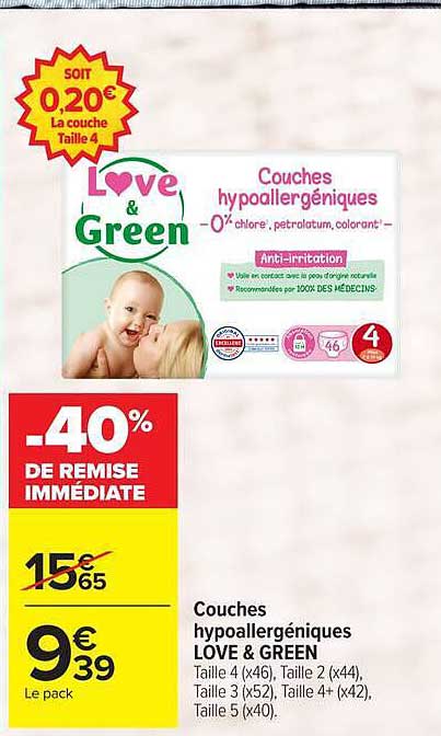 Couches hypoallergéniques LOVE & GREEN