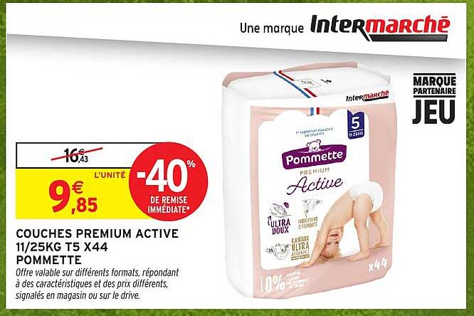 COUCHES PREMIUM ACTIVE 11/25KG T5 X44 POMMETTE