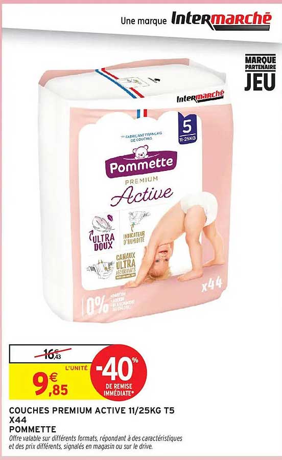 COUCHES PREMIUM ACTIVE 11/25KG T5 X44 POMMETTE