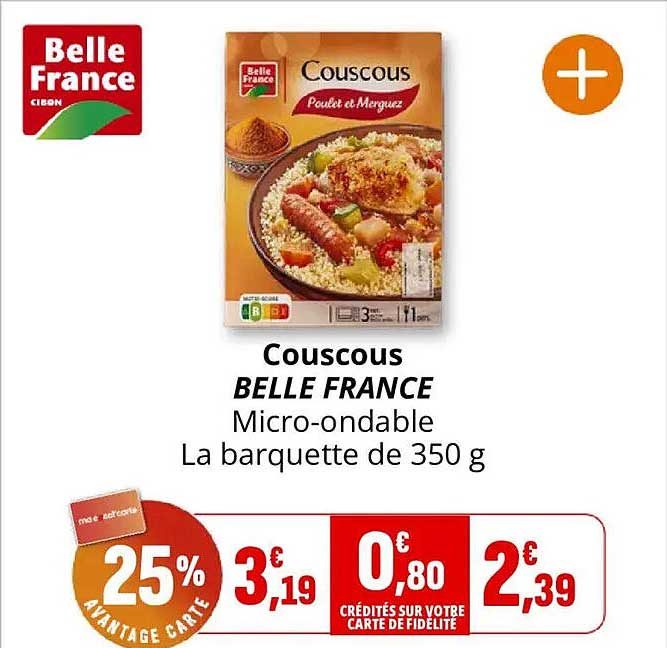 Couscous BELLE FRANCE Micro-ondable La barquette de 350 g
