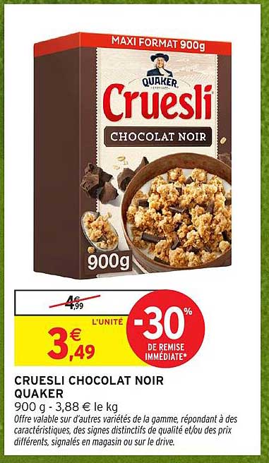 CRUESLI CHOCOLAT NOIR QUAKER