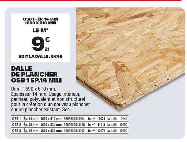 DALLE DE PLANCHER OSB 1 EP.14 MM