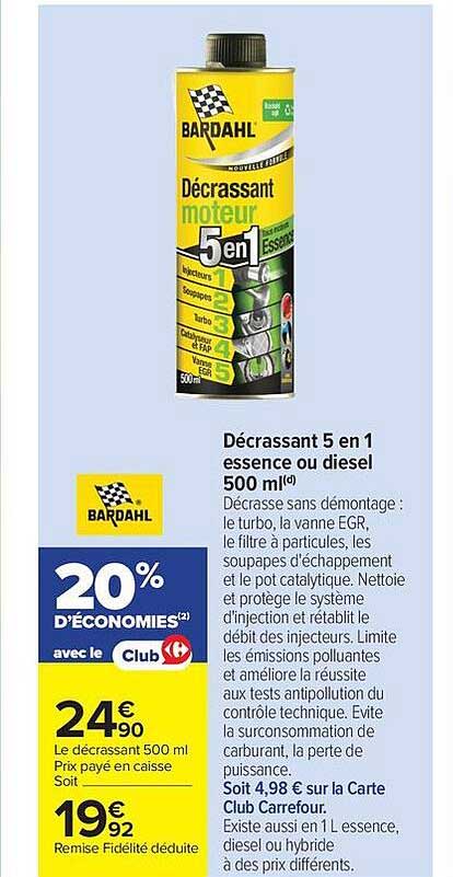 Décrassant 5 en 1 essence ou diesel 500 ml