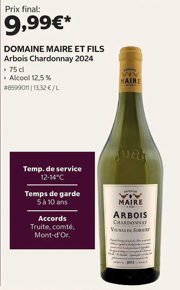 DOMAINE MAIRE ET FILS Arbois Chardonnay 2024