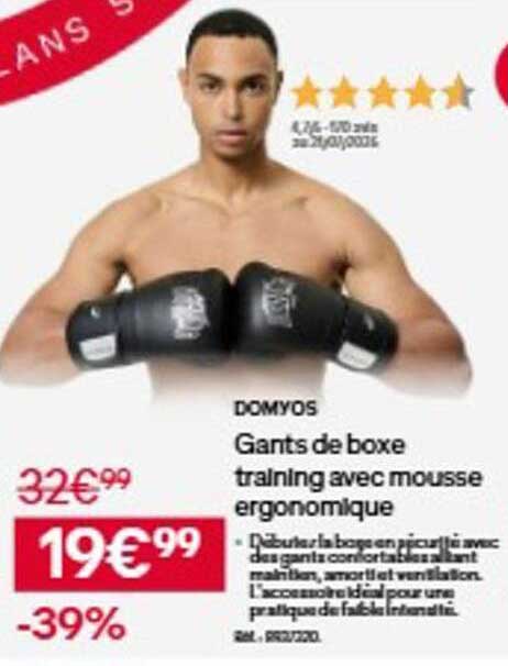 DOMYOS Gants de boxe training avec mousse ergonomique