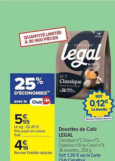 Dosettes de Café LEGAL