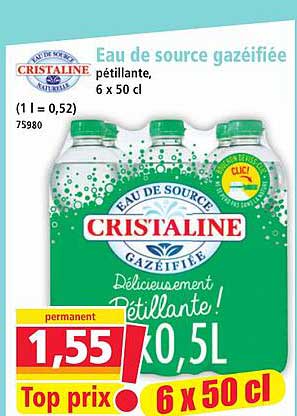 Eau de source gazéifiée pétillante, 6 x 50 cl