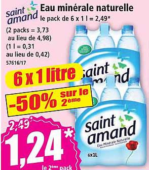 Eau minérale naturelle le pack de 6 x 1 l = 2,49*