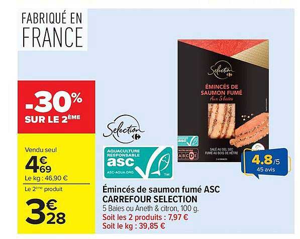 ÉMINCÉS DE SAUMON FUMÉ CARREFOUR SELECTION