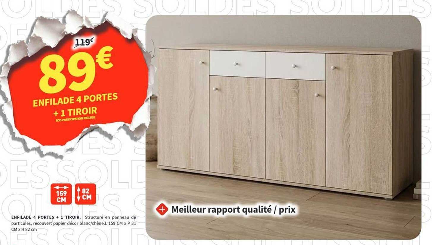 ENFILADE 4 PORTES + 1 TIROIR