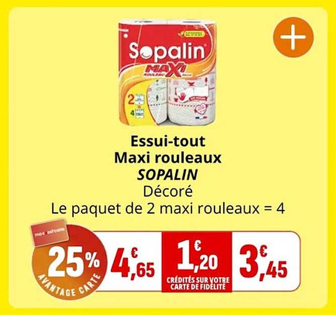 Essui-tout Maxi rouleaux SOPALIN Décoré Le paquet de 2 maxi rouleaux = 4