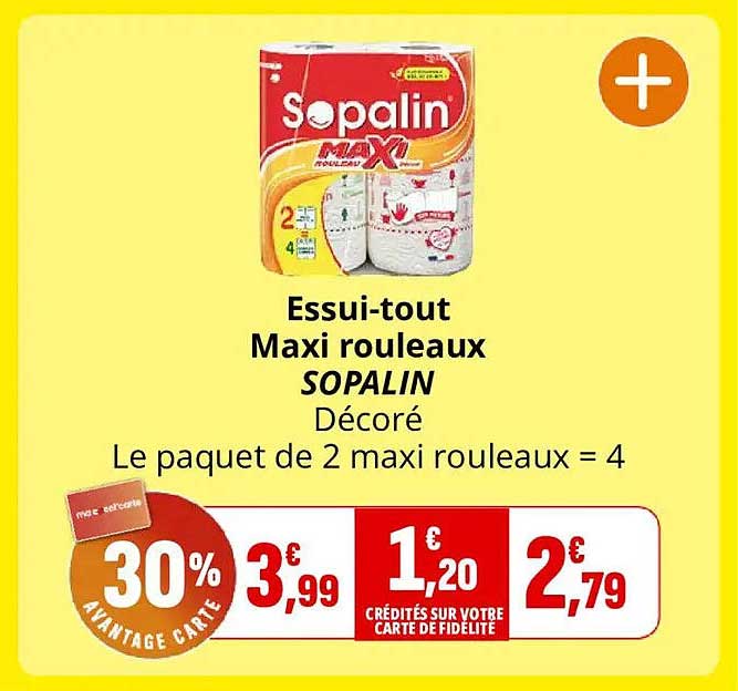 Essui-tout Maxi rouleaux SOPALIN Décoré Le paquet de 2 maxi rouleaux = 4