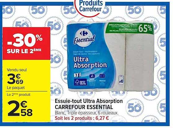 Essuie-tout Ultra Absorption CARREFOUR ESSENTIAL