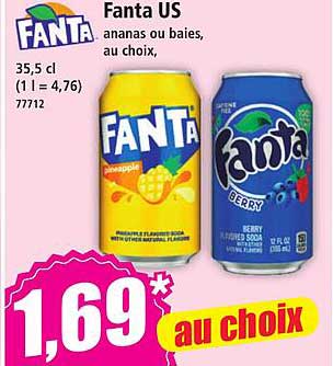 Fanta US ananas ou baies, au choix