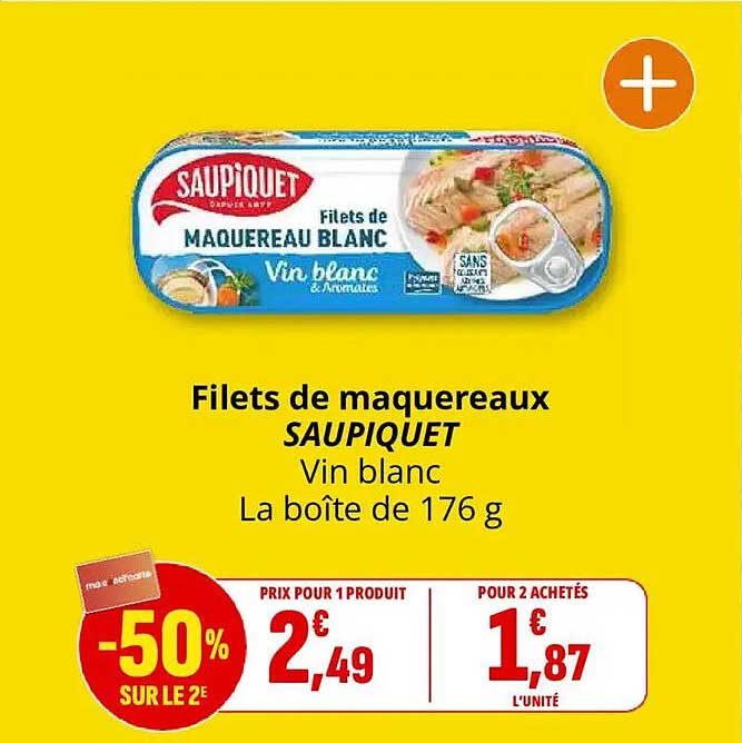Filets de maquereaux SAUPIQUET Vin blanc La boîte de 176 g