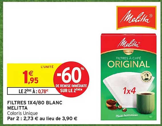 FILTRES 1X4/80 BLANC MELITTA
