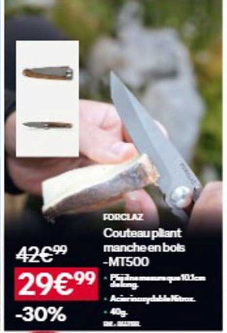 FORCLAZ Couteau pliant manche en bois - MT500