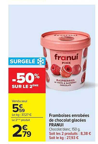 Framboises enrobées de chocolat glacées FRANUI