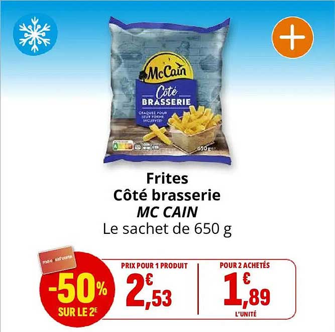 Frites Côte brasserie MC CAIN Le sachet de 650 g