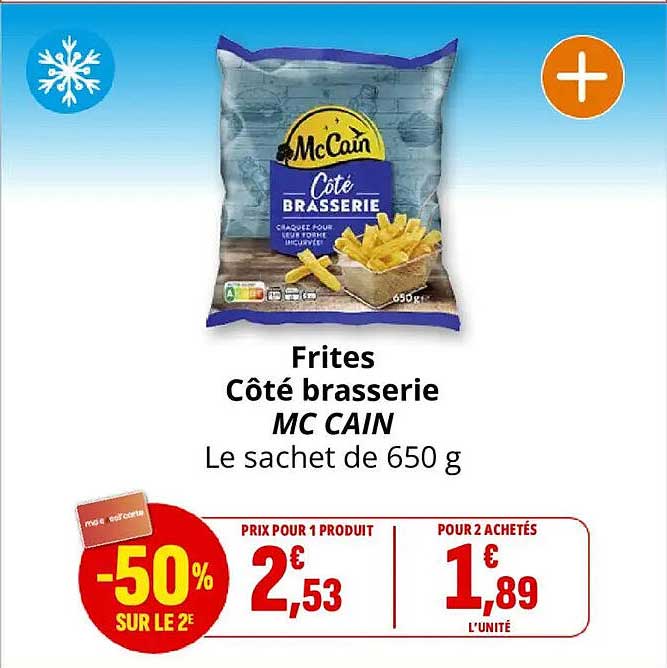 Frites Côte brasserie MC CAIN Le sachet de 650 g