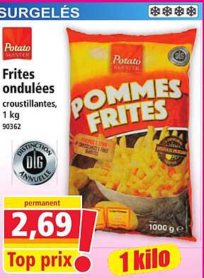 Frites ondulées croustillantes, 1 kg 90362