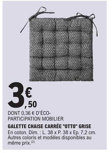 GALETTE CHAISE CARRÉE "OTTO" GRISE