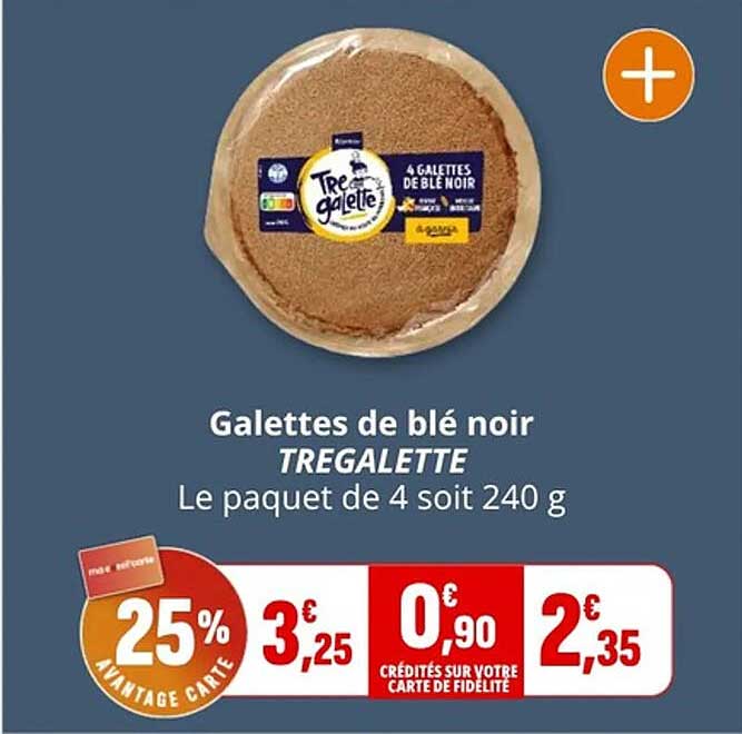 Galettes de blé noir TREGALETTE Le paquet de 4 soit 240 g