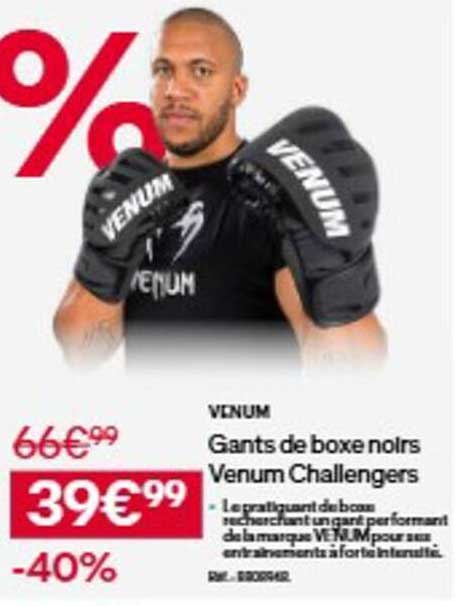 Gants de boxe noirs Venum Challengers