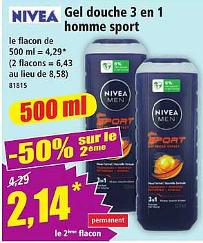 Gel douche 3 en 1 homme sport
