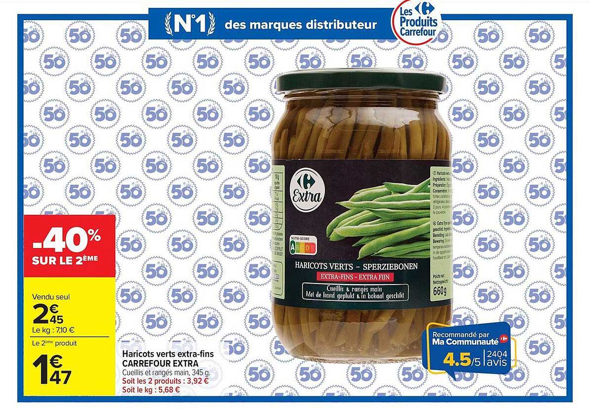Haricots verts extra-fins CARREFOUR EXTRA