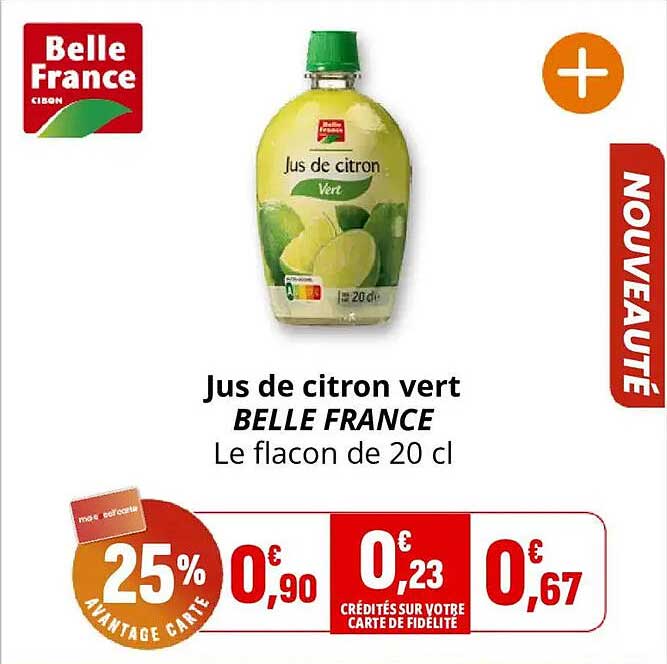 Jus de citron vert BELLE FRANCE Le flacon de 20 cl