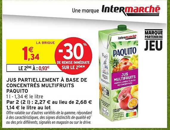 JUS PARTIELLEMENT À BASE DE CONCENTRÉS MULTIFRUITS PAQUITO