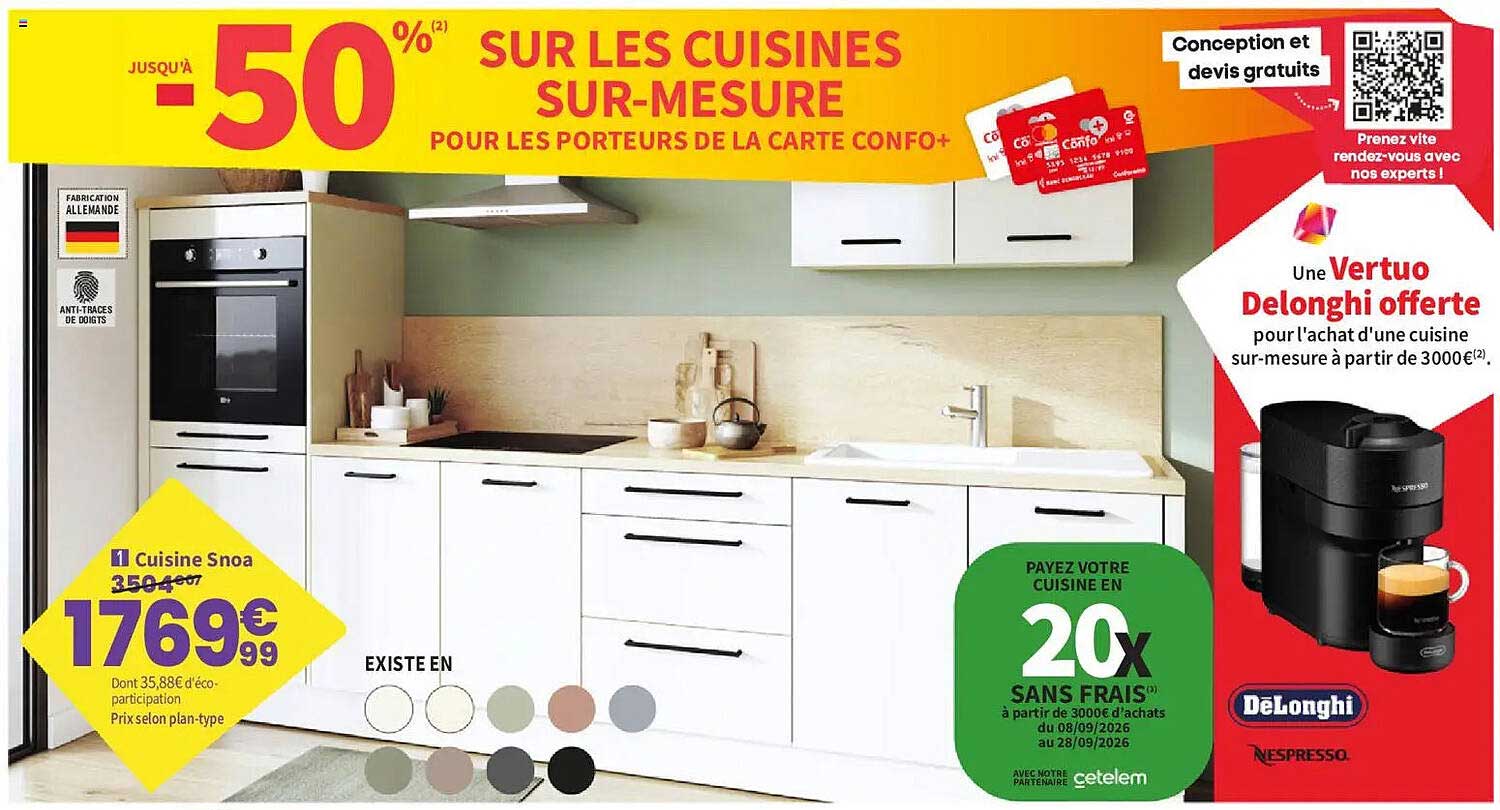 JUSQU’À -50% SUR LES CUISINES SUR-MESURE POUR LES PORTEURS DE LA CARTE CONFO+