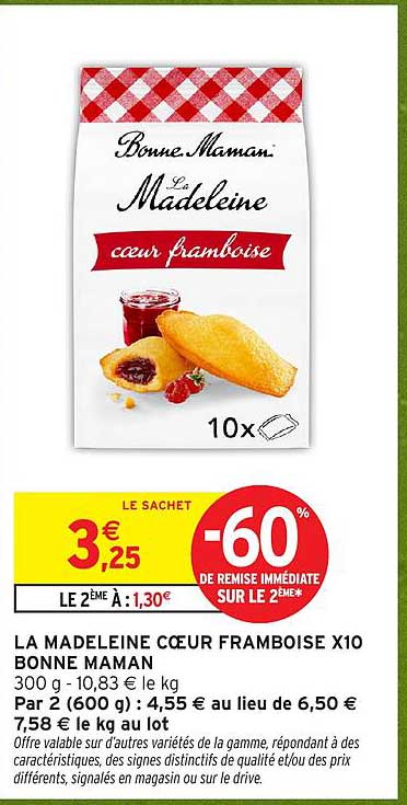 LA MADELEINE COEUR FRAMBOISE X10 BONNE MAMAN