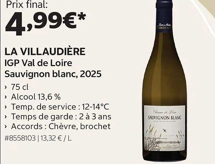 LA VILLAUDIÈRE IGP Val de Loire Sauvignon blanc, 2025
