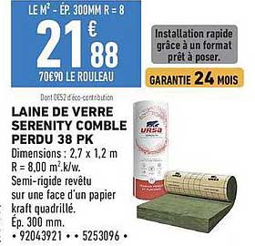 LAINE DE VERRE SERENITY COMBLE PERDU 38 PK