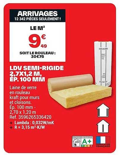 LDV SEMI-RIGIDE 2,7X1,2 M, ÉP. 100 MM