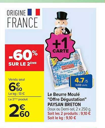 Le Beurre Moulé "Offre Dégustation" PAYSAN BRETON