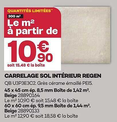 Le m² à partir de 10€90