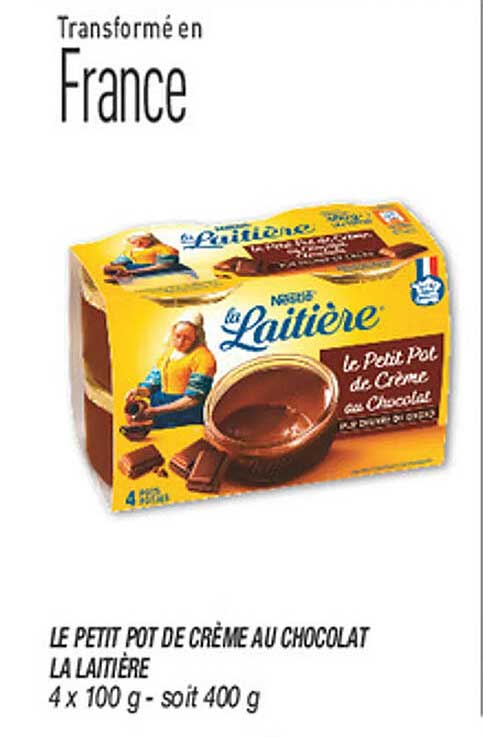 LE PETIT POT DE CRÈME AU CHOCOLAT LA LAITIÈRE 4 x 100 g - soit 400 g