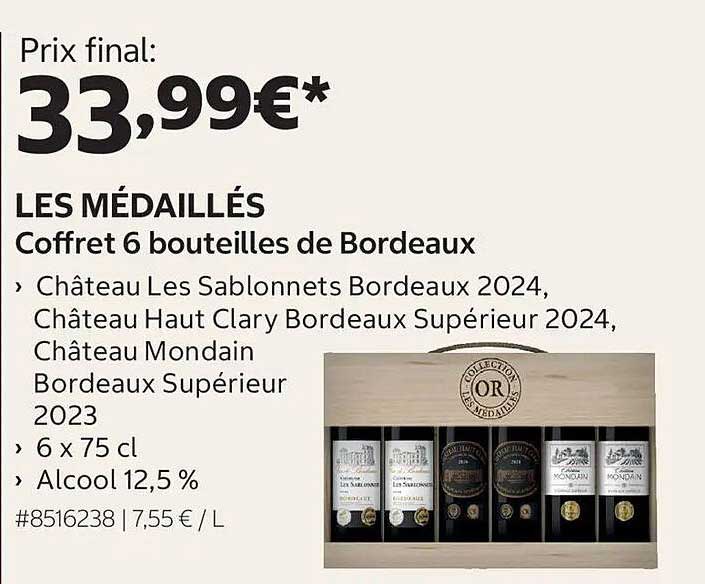 LES MÉDAILLÉS Coffret 6 bouteilles de Bordeaux
